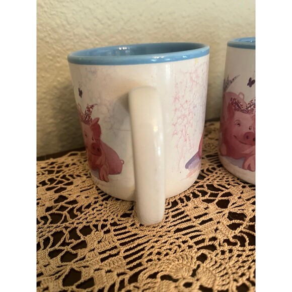 Set of 4 Vintage Pink Pig Out Coffee Mugs - Picture 8 of 9